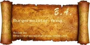 Burgermeister Anna névjegykártya