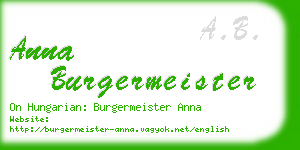 anna burgermeister business card